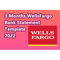 WellsFargo 3 Months Bank Statement Template July, August, September 2022 (Business) 