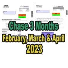 Chase 3 Months Editable Bank Statement Template: February, March, April 2023 (Business)