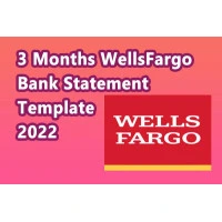 WellsFargo 3 Months Bank Statement Template July, August, September 2022 (Business) 
