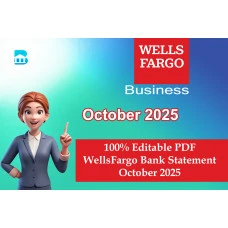 100% Editable PDF WellsFargo Bank Statement October 2025 