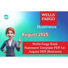 August 2025 Business WellsFargo Bank Statement Template